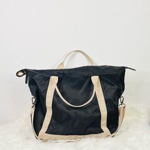 Unisex Oversized Black/Cream Weekender Travel Gym Bag | Crossbody Style